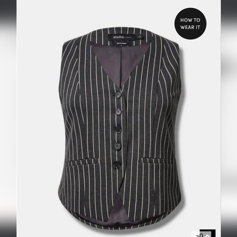 ๐๏ธ 4X TORRID CHARCOAL PINSTRIPE STUDIO LUXE PONTE TAILORED VEST